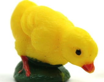 Vintage Yellow Chicks Miniature Set of 8 | Hand Painted | Craft Project | Diorama Figure | Dollhouse Miniature -IV3-2582