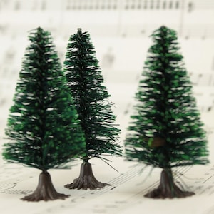 Bottle Brush Tree Miniature 4 Pieces | Fairy Garden | Craft Project | Diorama Figure | Dollhouse Miniature - 218-0256