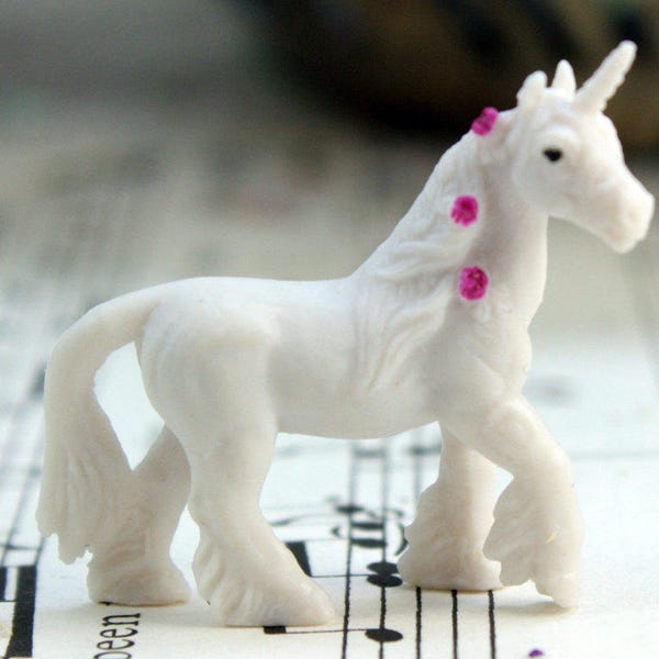 Soft Rubber Unicorns Miniature Set of 4 | Hand Painted | Miniature Unicorns Figurine | Diorama Project Craft - 234-8422