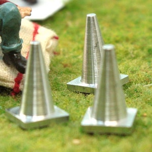 Miniature Traffic Cones Milled Aluminum 10 Pcs | Traffic Cones Craft Project | Diorama Dollhouse Model Railroad 106-0960