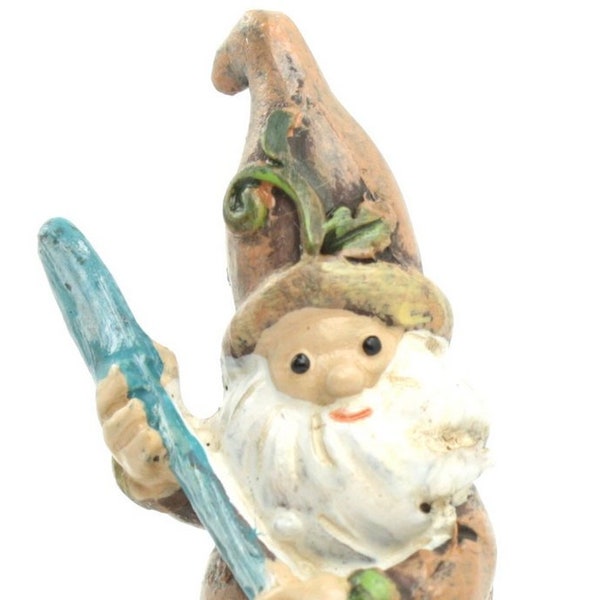 Forest Gnome Elf Miniature Rake  2.5 Inch Tall | Whimsical Forest Elfs Figurine | Miniature Fairy Garden - 207-60852