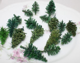 Forest Trees - Little!  | Set Of 14 | 1" Tall German Imports  | Miniature Dollhouse Christmas Tree Decor | Fairy Garden Decor - 218-0517