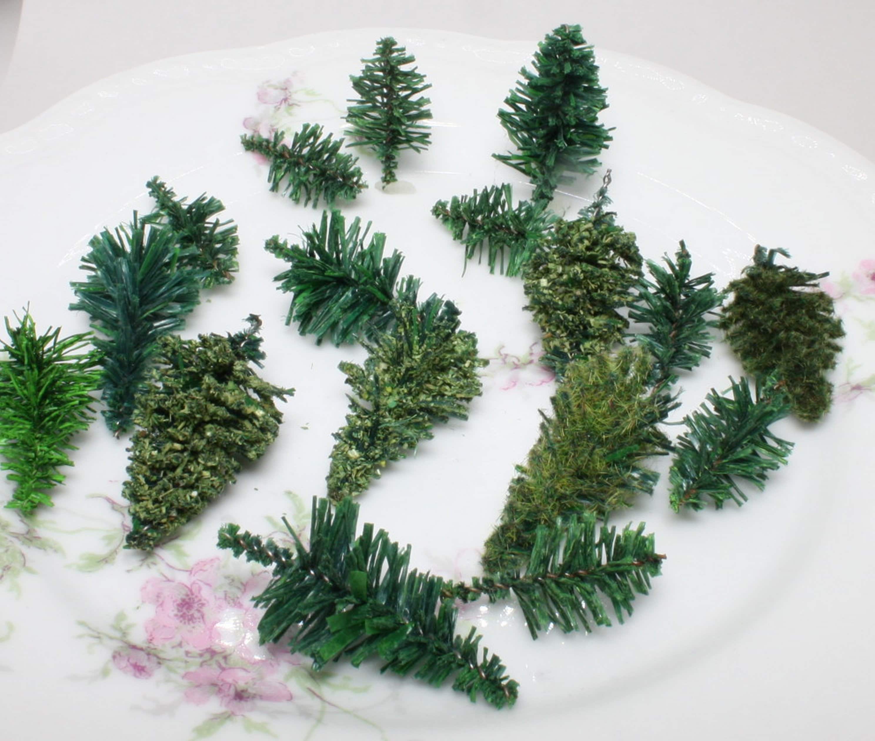 Forest Trees - Little!  | Set Of 14 | 1" Tall German Imports  | Miniature Dollhouse Christmas Tree Decor | Fairy Garden Decor - 218-0517
