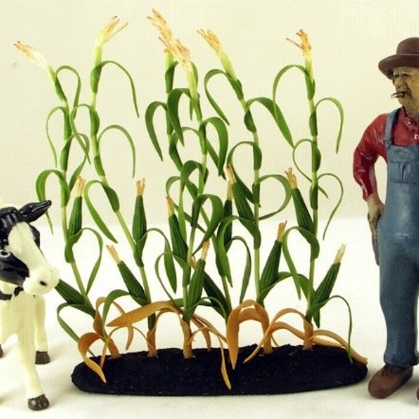 Hand Molded Corn Stalks Miniature | Cargo To Go - G Scale - Corn Stalks | Farm Fresh | Dollhouse Miniature -101-0849