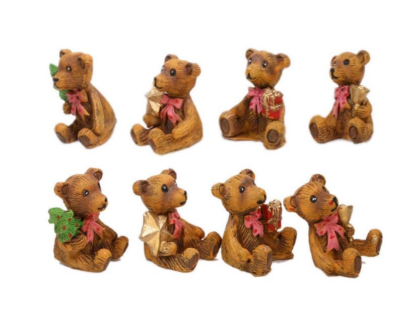 Holiday Bears Set of 4 miniature bears figurine dollhouse Etsy