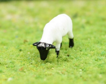 Miniature Sheep Set of 6 | Die Cast Plastic | Adult and Baby Lamb Miniature | Tiny Farm Animals Figurine - 102-2047