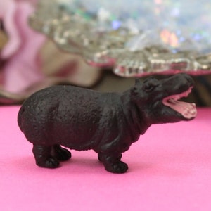Vintage Hippo Miniature Set Of 4 | Hand Painted | Miniature Happy Hippo Figurine | Dollhouse Craft Project - 234-3022