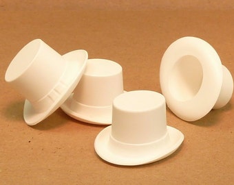 Miniature White Top Hat Set of 6 | Wedding Cake Topper | Crafts Project | Diorama Miniature | White Top Hat - 203-3-145