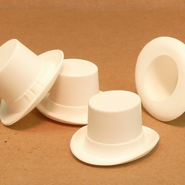 Large Miniature Top Hat White Set of 6 | Wedding Craft Supplies | Dollhouse Miniature | Large White Top Hat - 203-3-146