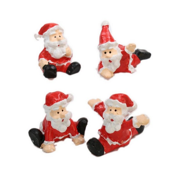 Petit Père Noël dansant Miniature Lot de 4 | Décor de Noël | Peint à la main | Figurine Père Noël Diorama - 204-8781