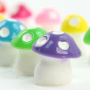 Miniature Mushrooms Colorful Set of 28 | Ceramic Mushrooms | Fairy Garden Decor | Hand Painted Miniature -  207-1210
