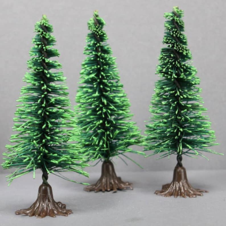 Bottle Brush Trees Miniature Set of 4 Great For Model Railway Dollhouse Diorama Fairy Garden Decor 218-0256 image 1