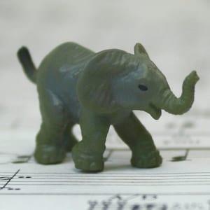 Baby Elephant Figurine Set of 4 | Miniature Animal Hand Painted Fairy Garden Decor | Miniature Elephant Green - 234-0222