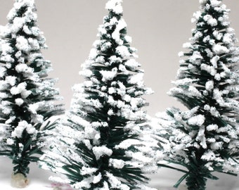 Snowy Forest Trees   | Set Of 3 | 3" Tall | Imported from Germany  | Miniature Dollhouse Christmas Decor | Fairy Garden Decor - 218-0518