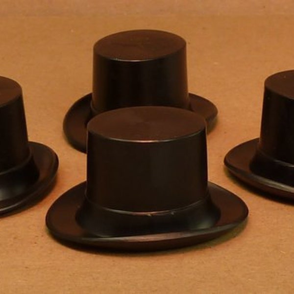 Medium Top Hat Miniature Black Set of 6 | Christmas Crafts | Miniature Dollhouse | Mini Snowman | Top Hat  - 203-3-141