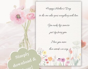 Cartão para mãe personalizado da esposa, filha, filho – para impressão e download digital