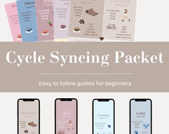 Flyers e fundos de tela para celular com sincronização de ciclo – Modelos editáveis + Downloads instantâneos em PDF