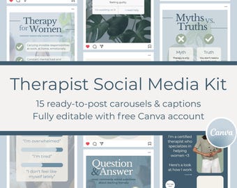 Modelli Instagram per terapisti su Canva / 15 post a carosello / Modelli per social media modificabili / Aprile 2026