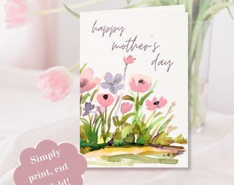 Cartão floral para impressão para a mãe (download instantâneo)