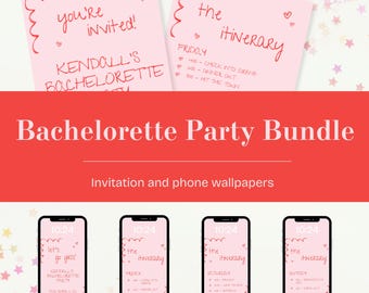 Modelo de convite para festa de despedida de solteira rosa e vermelho