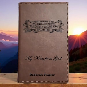 Engraved Leather Christian Journal: Isaiah 40-31, Personalized Scripture Notebook, Optional Engraving inside cover