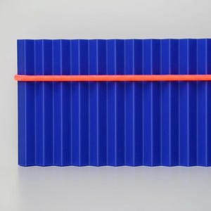 Colorful Magnetic Key Holder & Mail Slot | Modern Fluted Wall Shelf 3D Printed Entryway Decor | Geometric Ribbed Design Blue & Neon Orange
