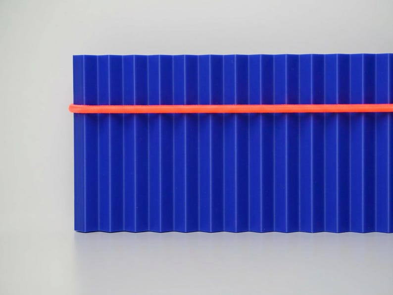 Colorful Magnetic Key Holder & Mail Slot | Modern Fluted Wall Shelf 3D Printed Entryway Decor | Geometric Ribbed Design Blue & Neon Orange