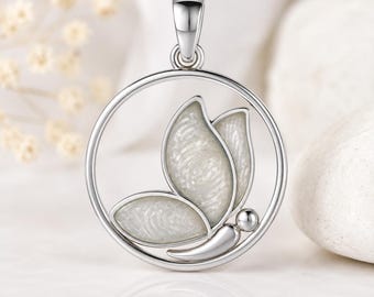 Sterling Silver Butterfly Memorial Necklace – Keepsake Jewelry for Ashes, Hair, or Breastmilk