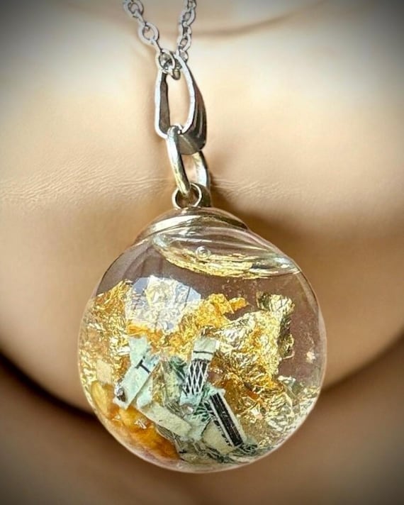 Money Spell Necklace – Moon Water Charged Abundance Charm for Wealth, Prosperity & Success | Manifestation Jewelry Handmade with Intention