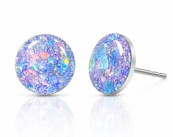 Iridescent Glitter Stud Earrings: Persephone Goddess Fairycore Jewelry
