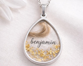 Sterling Silver Memorial Necklace • Hair & Ashes Keepsake Jewelry (Personalized)