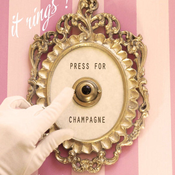 Press For Champagne Framed Vintage Button ( ringing version )