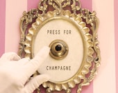 Press For Champagne Framed Vintage Button ( silent version )