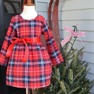 Christmas Dress, Preppy Plaid Christmas Dress, Red plaid flannel dress,  Red dress, tartan plaid dress, Ready to ship