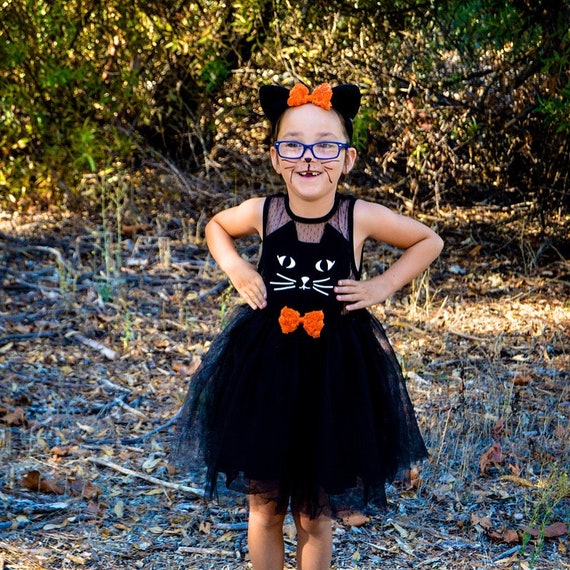 Black Cat Tutu Dress Halloween Costume Kitty Ears Headband Tulle Girls 1t 2t 3t 4t 5 6