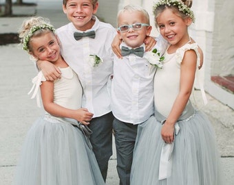 Girls Gray tutu,  Girls Dove Grey Long Tulle Skirt , Gray Tutu, Tulle skirt , Girls Tutu, Silver tulle skirt, Flower girl