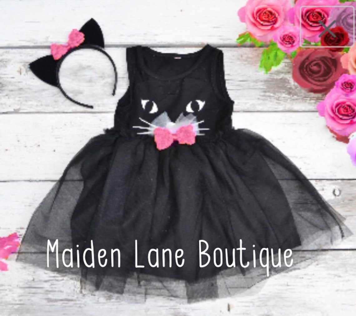 Black Cat Tutu Dress Halloween Costume Kitty Cat Ears Headband - Etsy