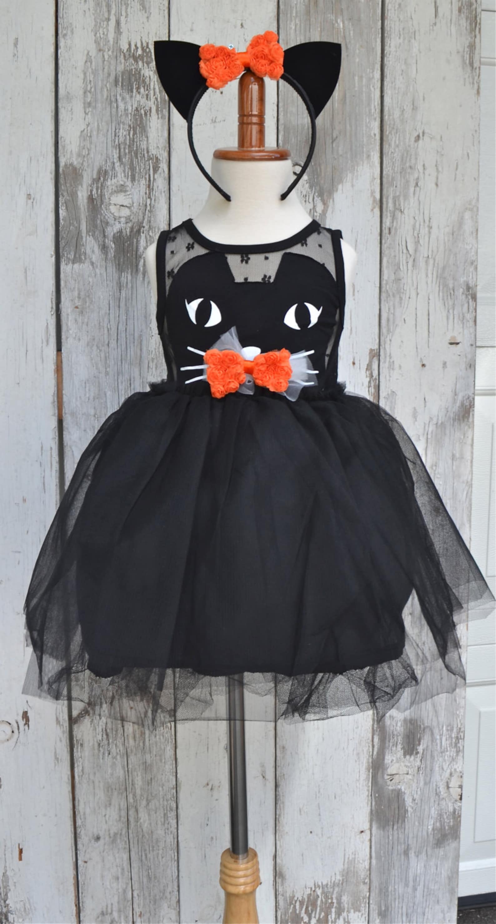 Black Cat Tutu Dress Halloween Costume Kitty Ears Headband Etsy