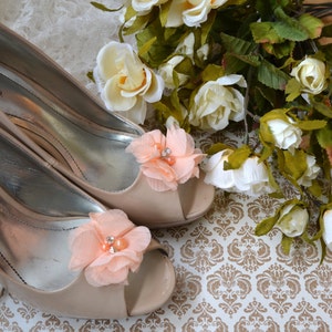Clips de chaussures de fleurs, pinces à chaussures de fleurs de pêche, pinces à chaussures, pinces à chaussures de mariage blush, pinces à chaussures en strass, perle