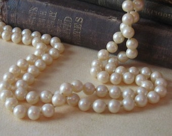 Long Strand Pearls, Faux Pearl Necklace, 60" pearl necklace, glass pearl necklace, childs pearl necklace, photo prop