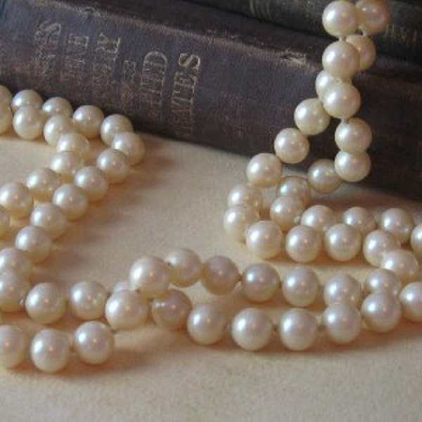 Long Strand Pearls, Faux Pearl Necklace, 60" pearl necklace, glass pearl necklace, childs pearl necklace, photo prop