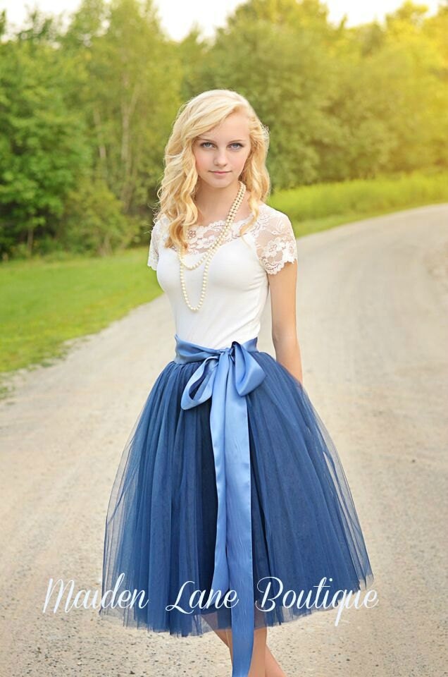 Plus Size Tulle Skirt Blue Etsy