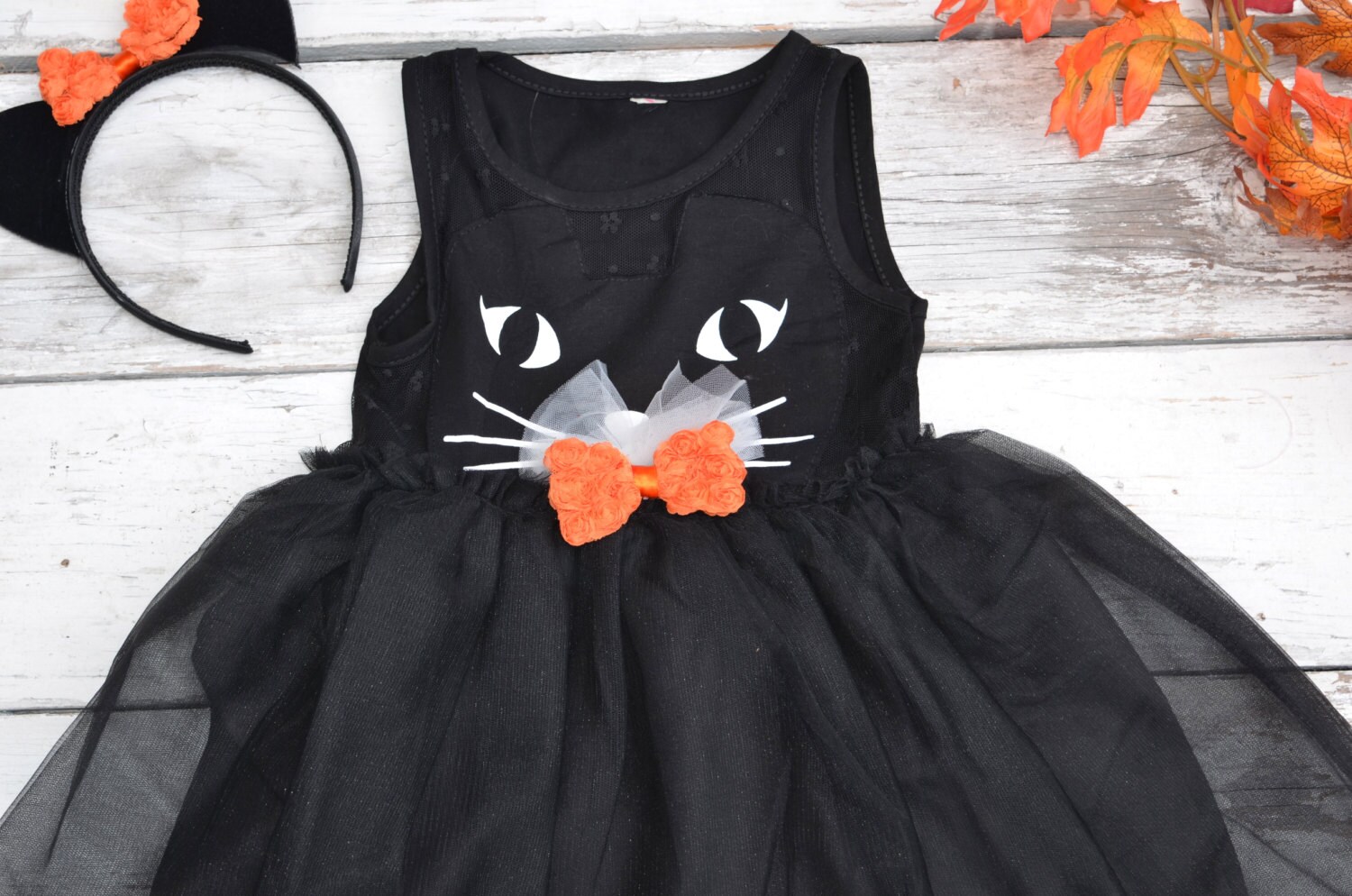 Black Cat Tutu Dress Halloween Costume Kitty Ears Headband Etsy
