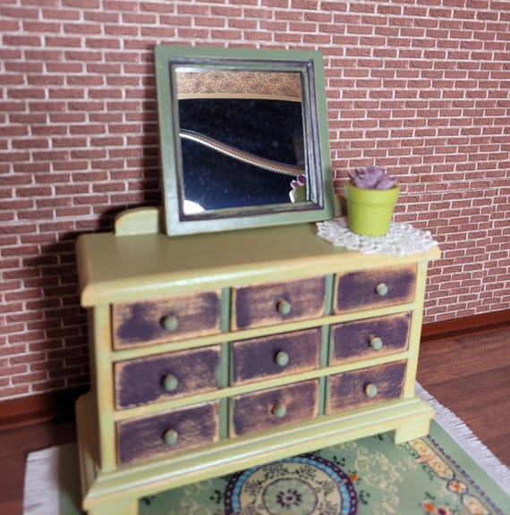 purple and green dresser Portrait Mode Dresser Hand Painted by Debi – DIY À GOGO main image 0