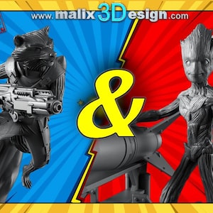 Rocket Raccoon and Groot Diorama - Sanix