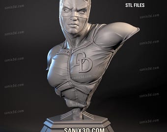 Daredevil Bust | 3D Printed Unpainted Resin Sculpture | Marvel Fan