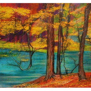 Autumn Landscape Art: Signed Original Mixed Media Photograph