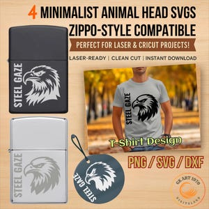 Eagle Head SVG Bundle, Minimalist Animal Designs, T-Shirts, Digital, Ornaments, Laser Cut Files, Cricut Ready, Instant Download, png svg dxf