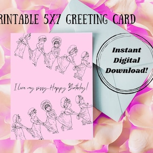 Carte de joyeux anniversaire, soeur, poule mouillée, belle-soeur, frère et sœur, meilleur ami, huage, anniversaire, téléchargement immédiat, carte, carte d'anniversaire rose, rose