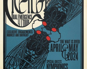 Cicada Dual Emergence Tour 2024 concert poster, limited edition letterpress print (green)